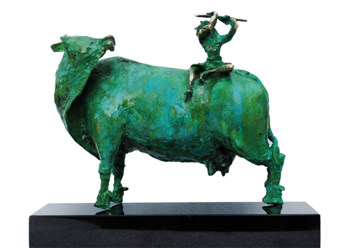 EL34 
Krishna on Cow – VI 
Bronze on Granite 
18 x 7 x 16 inches 
Unavailable (Can be commissioned)